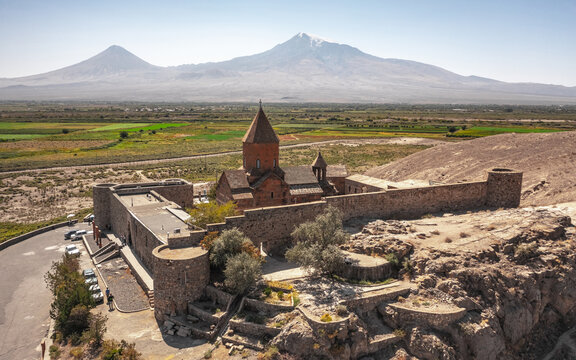 Aerial view of Khor Virap Monastery in Armenia