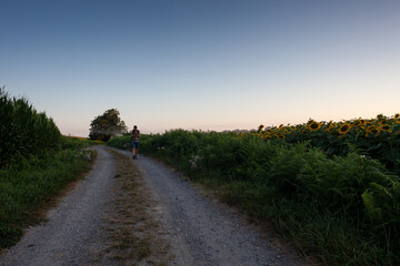 Pilgrim along the Chemin du Puy, French route of the Way of St James