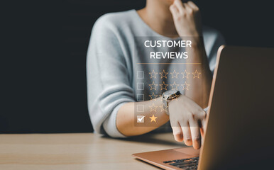 Unhappy Client with Sadness Emotion Face on a laptop. disappointment, Bad reviews, bad service, bad...