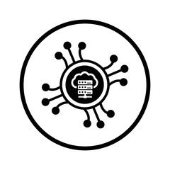 Data, server, database, host, hosting icon. Black vector sketch.