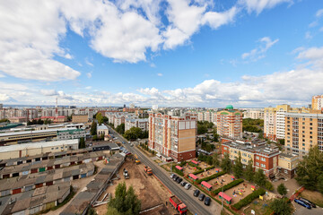 Fototapeta premium view of city in sunny weather