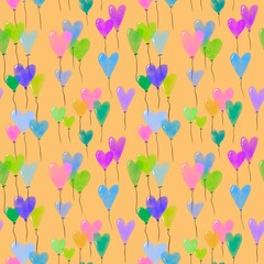 Valentines hearts seamless love balloons pattern for wrapping and kids clothes print and fabrics and gifts box