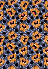 Obraz premium Halloween seamless pumpkins pattern for fabrics and wrapping paper and clothes print