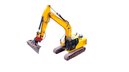 yellow excavator, PNG Image, construction machine with no background, png file, construction site, building, construction company, chain excavator
