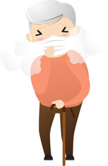 Threat of spreading coronavirus. Coughing or sneezing old man.
