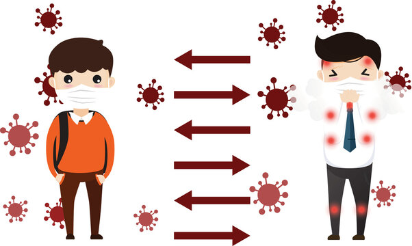 Threat of spreading coronavirus. Man staning spreading coronavirus infection.
