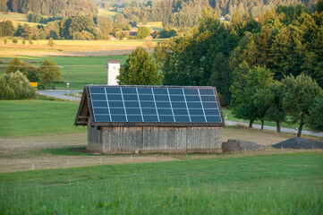 Solar panels on the roof of a private house