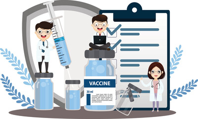 Injection Vaccination concept. Doctor Holding Syringe with Covid vaccine