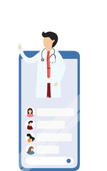 Mobile doctor. Healthcare consulting web service. Hospital support online.