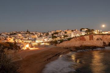 Carvoeiro beach at night, in the municipality of Lagoa, Algarve