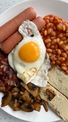 fried eggs and bacon. English breakfast