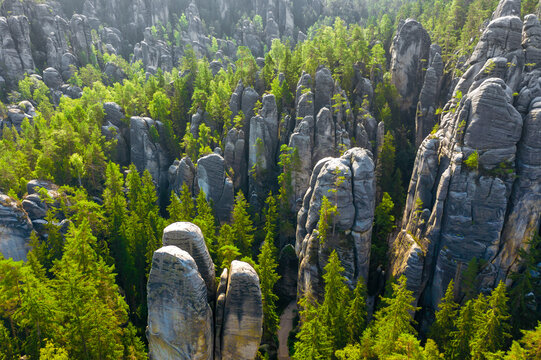 Rock city in the Adrspach Rocks, part of the Adrspach-Teplice Landscape  Park in the Czech Republic Stock-Foto | Adobe Stock