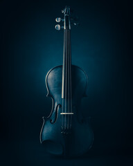 violin on a blue and black background, monochrome © stop.i.will.shoot
