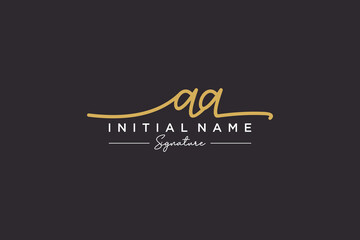 Initial AA signature logo template vector. Hand drawn Calligraphy lettering Vector illustration.