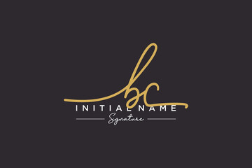 Initial BC signature logo template vector. Hand drawn Calligraphy lettering Vector illustration.