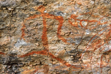 Aboriginal rock art: Mimih spirit painting-Anbangbang shelter. Burrungkuy site-Kakadu-Australia-201