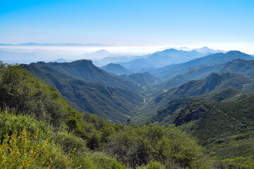 Fototapeta na wymiar View of Carlisle Canyon from Sandstone Peak, Agoura Hills, Santa Monica Mountains 