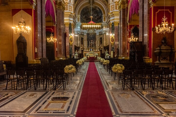 Fototapeta na wymiar Mdina, Malta, 21 May 2022: Interior of the St. Paul's Cathedral