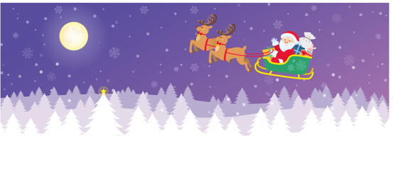 クリスマスの夜の風景_背景フレーム_ベクターイラスト