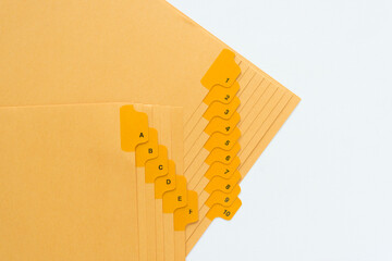 numerical tab dividers on blank paper