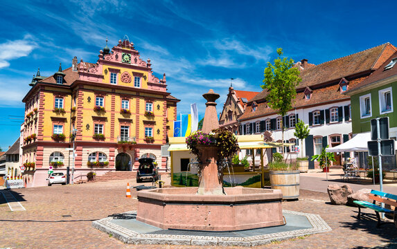 Fountain in Herbolzheim, a town in Baden-Wuerttemberg, Germany