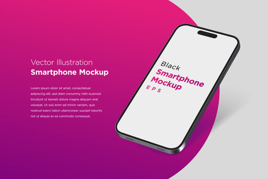 Modern mock up smartphone for preview and presentation for UI, UX design, information graphics, app display, perspective view, eps vector format