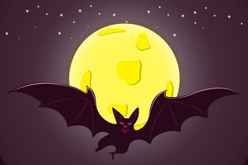 Fototapeta premium Halloween celebration with full moon and bats in October