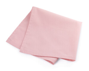 Fabric napkin for table setting on white background, top view