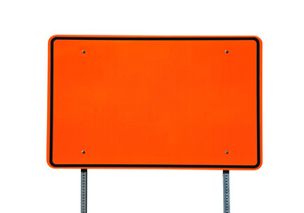 Big blank orange highway road sign isolated.