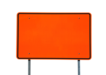 Big blank orange highway road sign isolated.