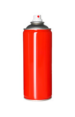 Red can of spray paint isolated on white