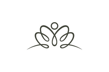 Fototapeta na wymiar simple people line logo template, health and care icon, gym and yoga symbols