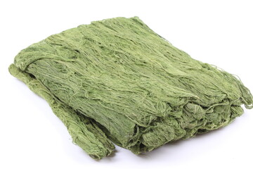 Green seaweed on white background