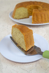 Bolu pisang or banana cake is a cake made from bananas, flour, sugar, butter and other ingredients. It has a sweet, savory taste and the smell of bananas is really delicious