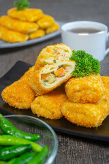 Risol with creamy ragout filling. snacks that are cooked by frying, have a savory taste