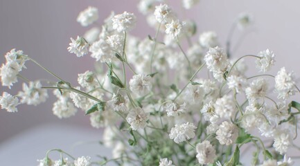 Floral background. White flowers on a light background. Selective focus.
