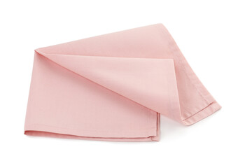 Fabric napkin for table setting on white background, top view