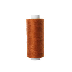 Spool of brown sewing thread isolated on white