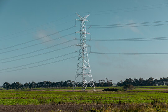 A Large Steel Transmission Tower In Regional Australia