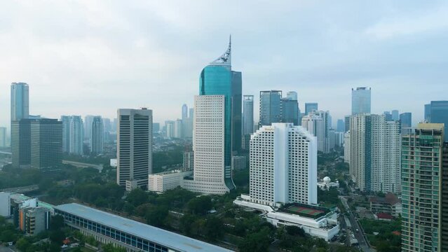Aerial view of Wisma 46 with modern highrise