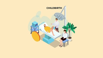 Pregnant woman gives birth to a baby in hospital