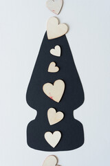 paper cone shape and wooden hearts