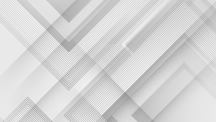 Obraz premium Technology banner design with white and grey arrows. Abstract geometric vector background