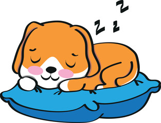 Cute dog illustration sleeping on cushion