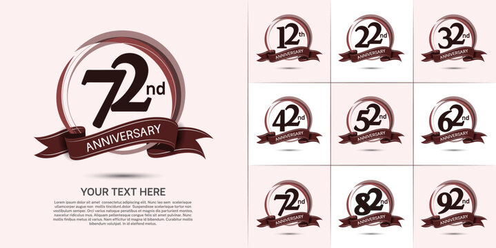 set of anniversary with brown color can be use for celebration event