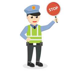 traffic police holding stop sign design people 