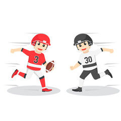 American Football Player Confrontation design character on white background