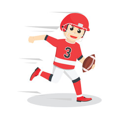 American Football Player holding The Ball design character on white background