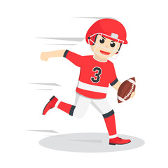 American Football Player holding The Ball design character on white background