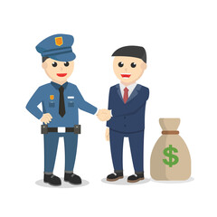 Bribe Police With Money design on white background
